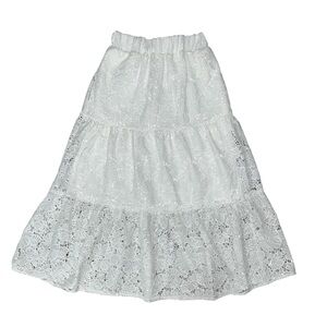 719. ALTARD STATE Maxi tiered crochet lace sequined skirt in White NWOT